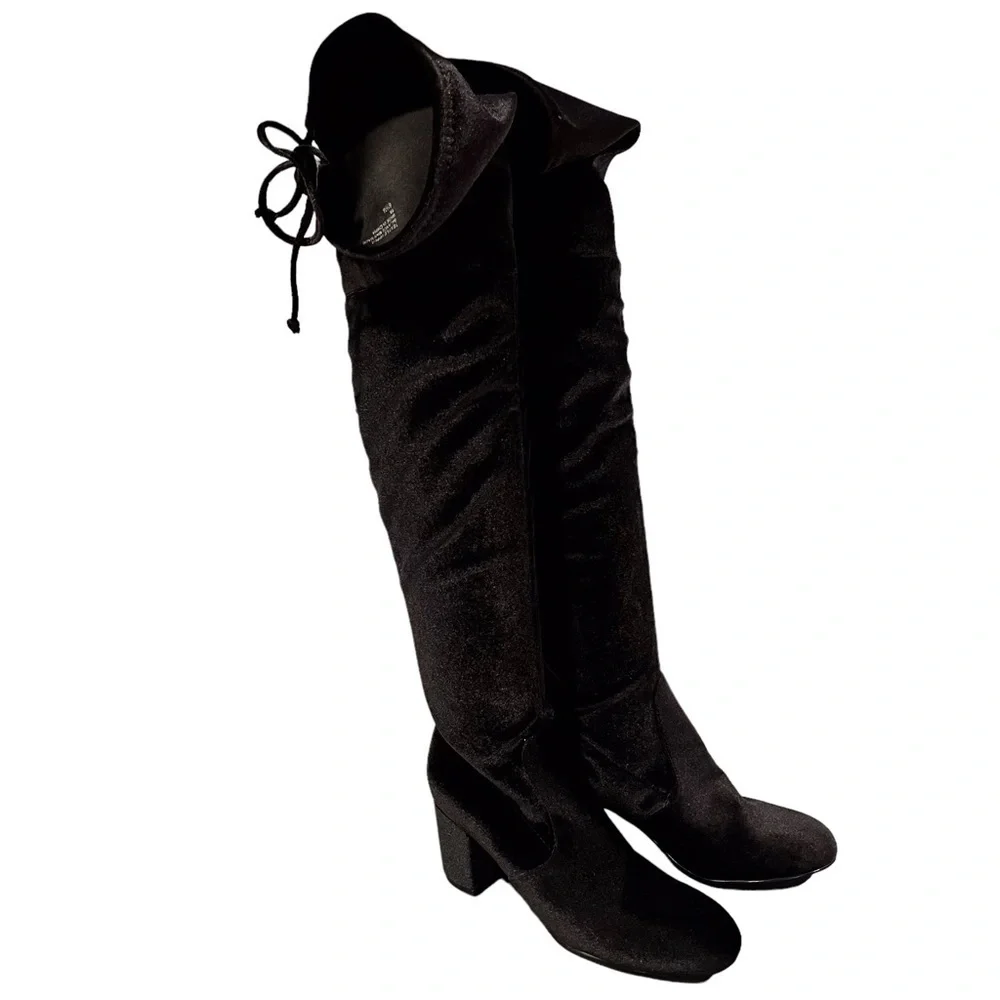 Charles by Charles David sz 6.5 YA black velvet OTK tall heeled boots